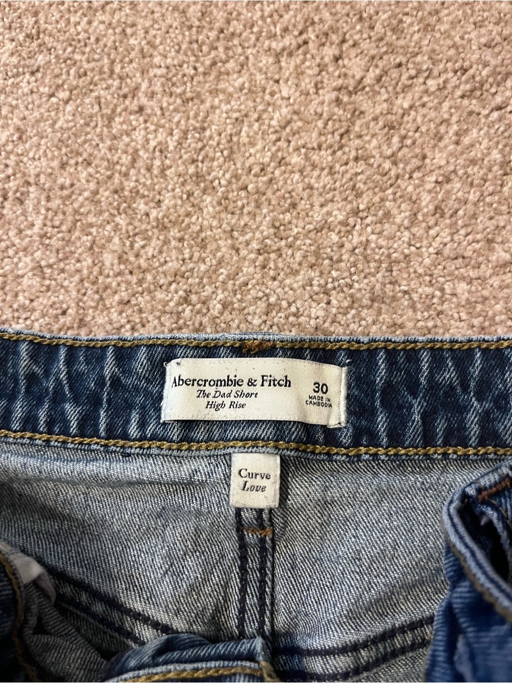 Abercrombie & Fitch High-Rise 'The Dad Short' in Blue Denim